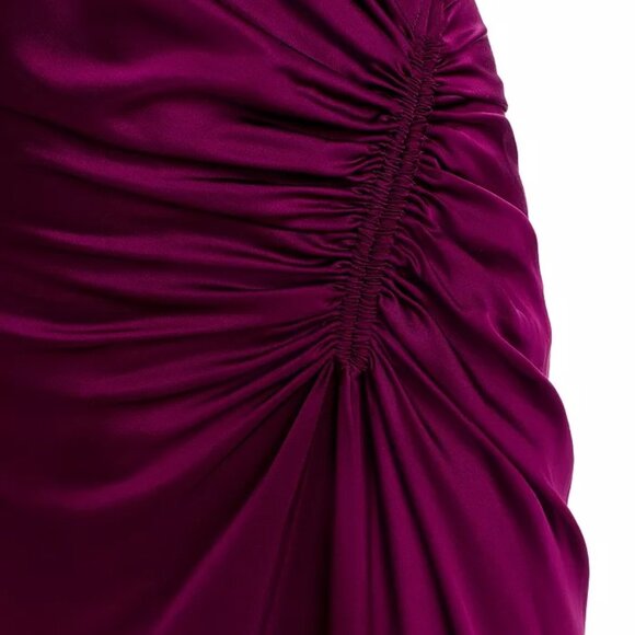 A.L.C. Nadia Satin Bias Cut Ruched Draped Gown Jewel Purple - Picture 5 of 15